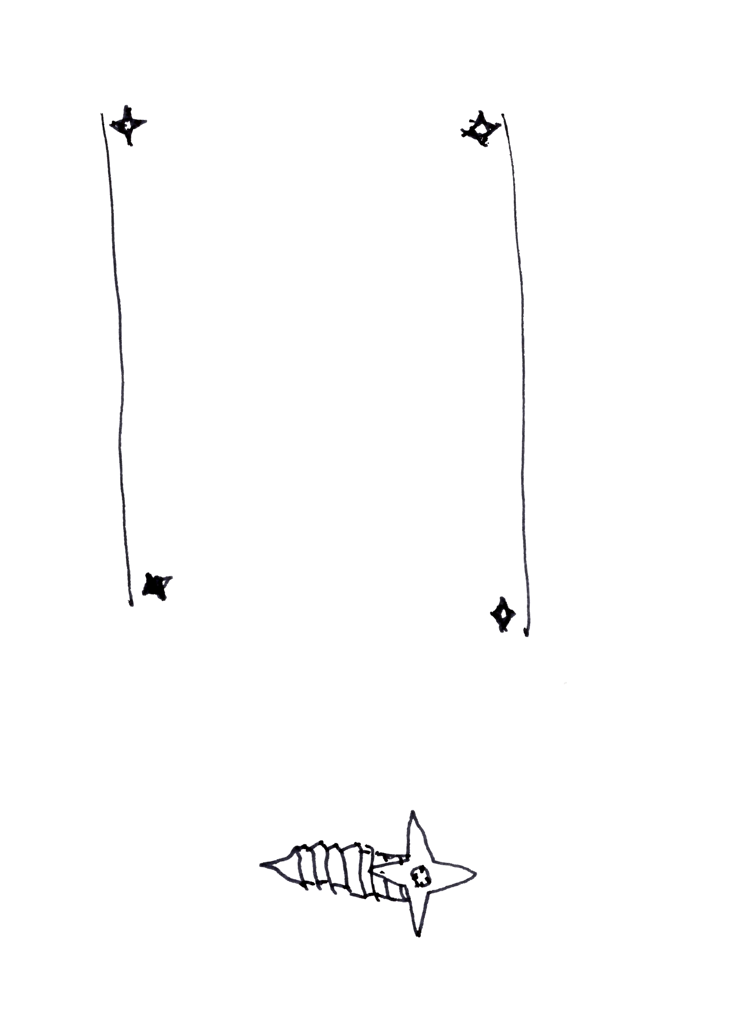 pen drawing in black of a screw with a four-pointed-star shaped head
