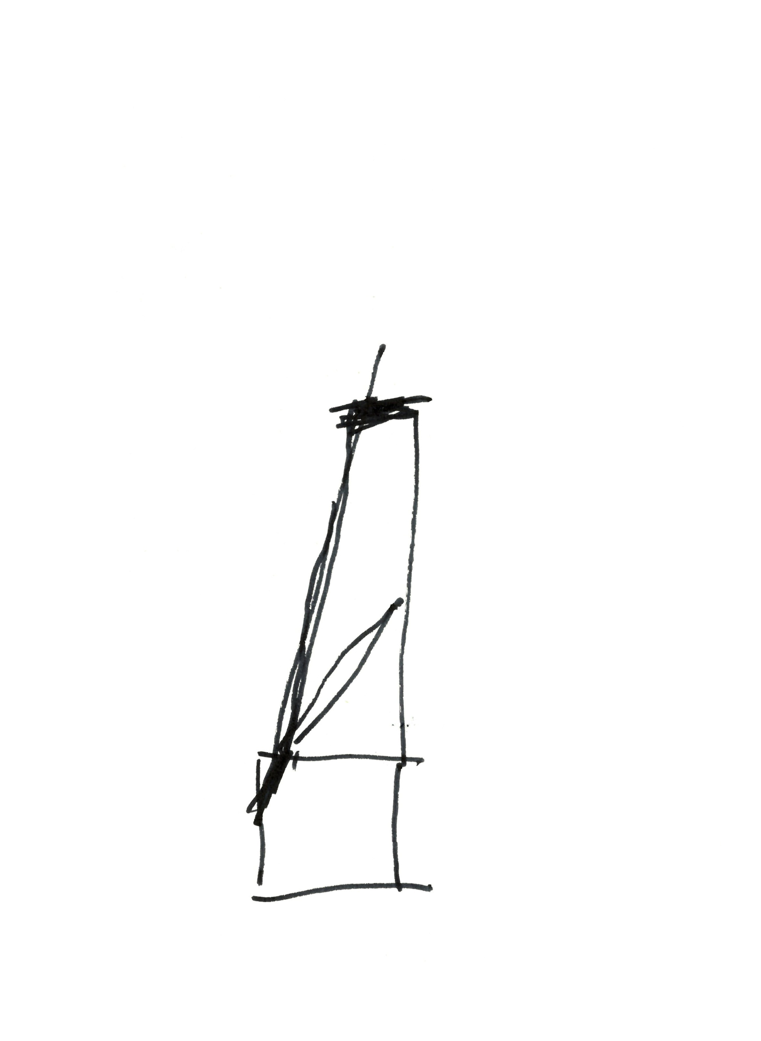 drawing in black marker of a box with a sloped top