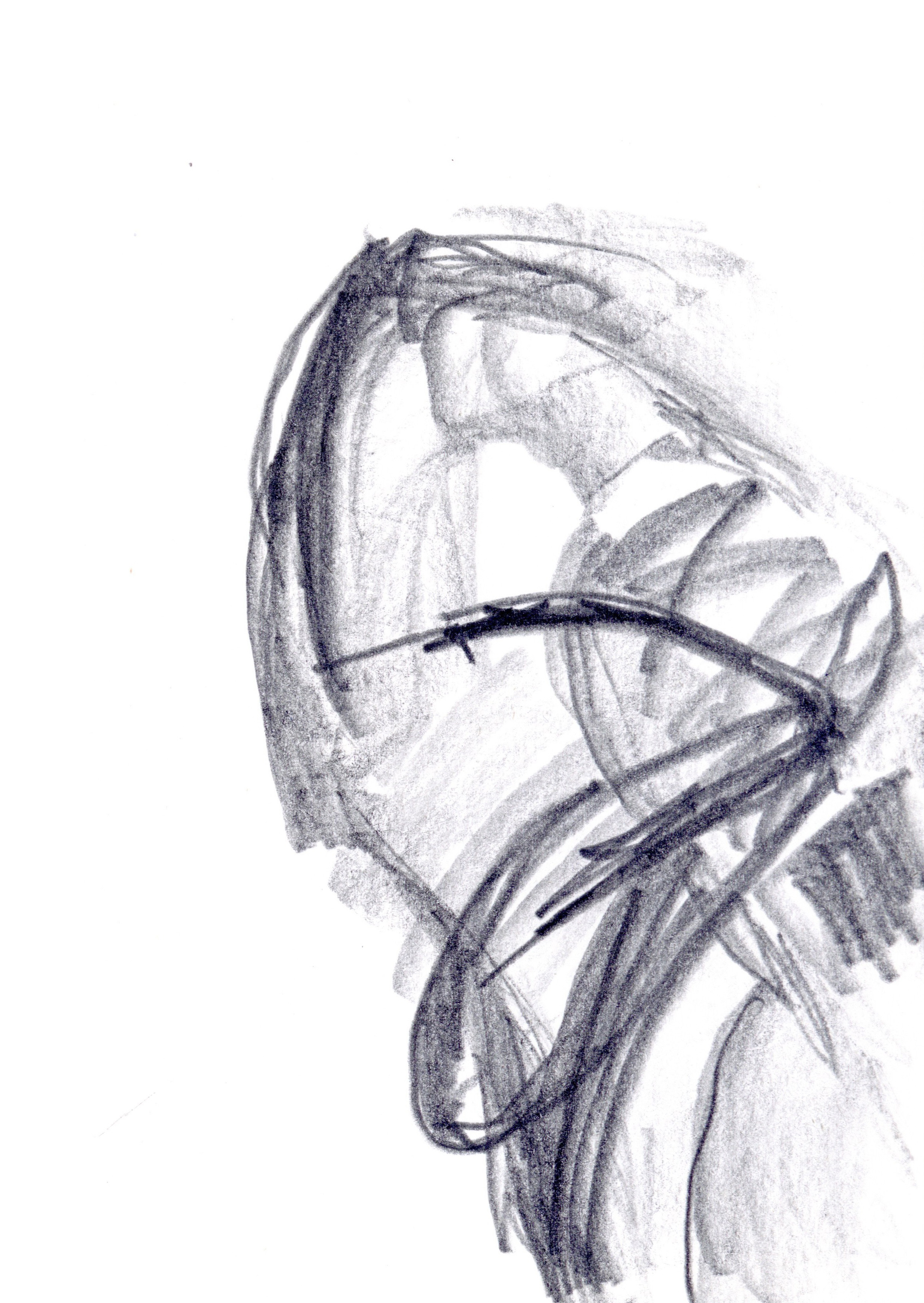 drawing in pencil of the right shoe of a pair of Adidas shoes