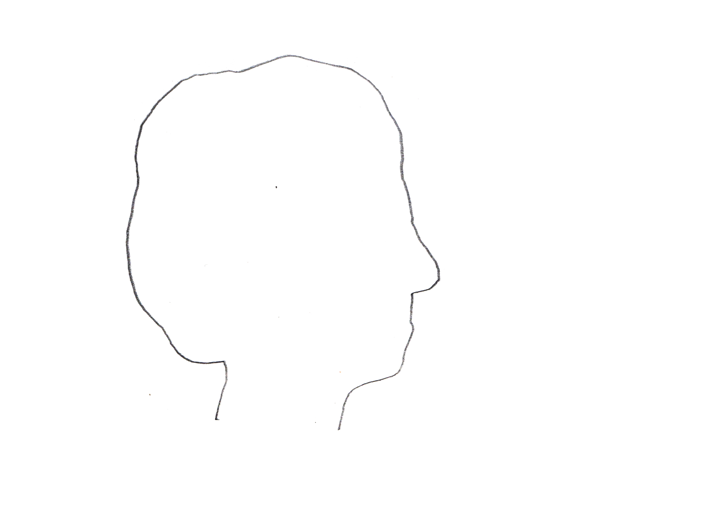 pencil drawing of the silhouette of a man's head from the neck up