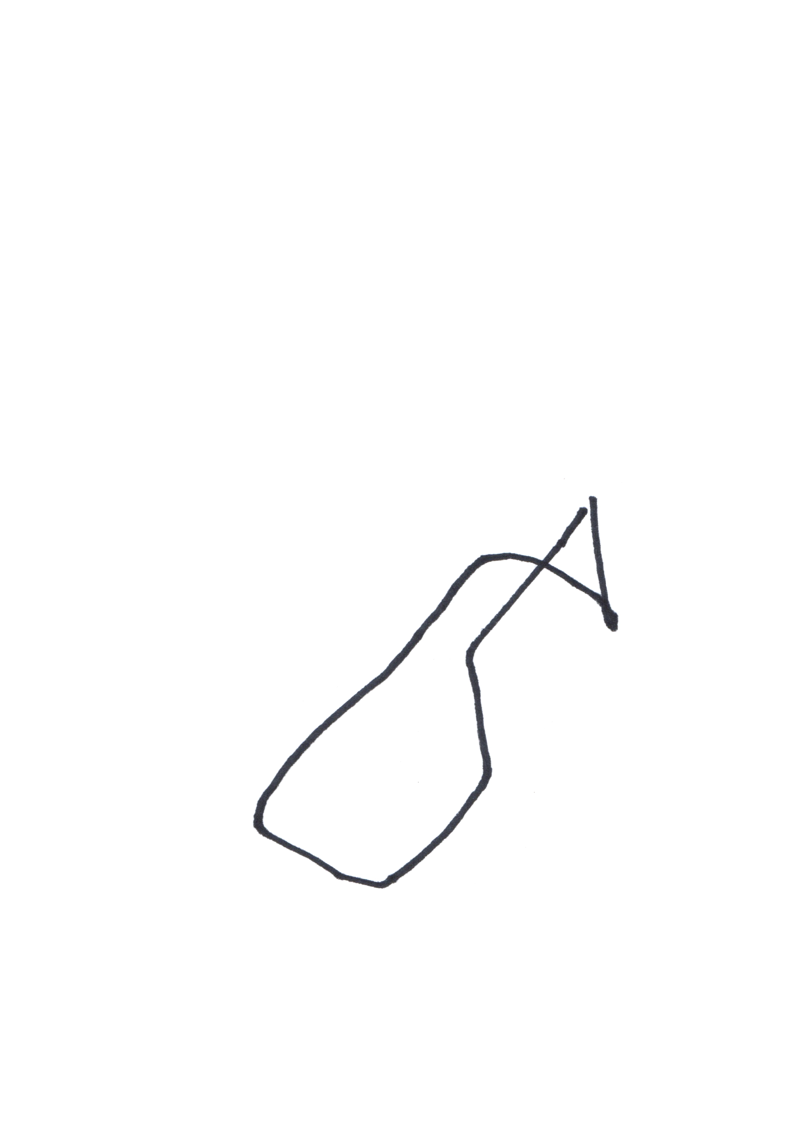 drawing of a single black line of a rectangular boundary with a small gate