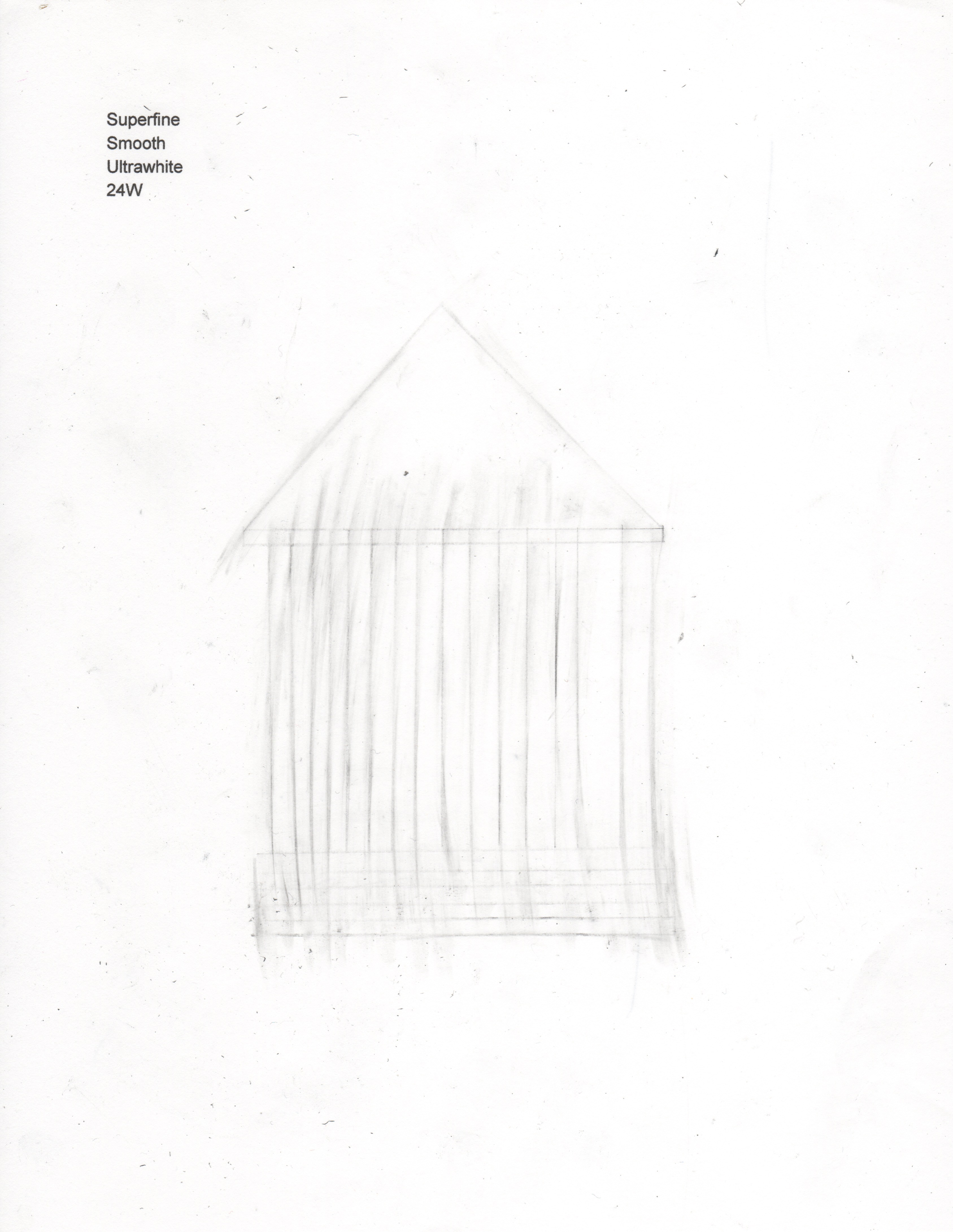 erased pencil drawing of a Greek temple facade