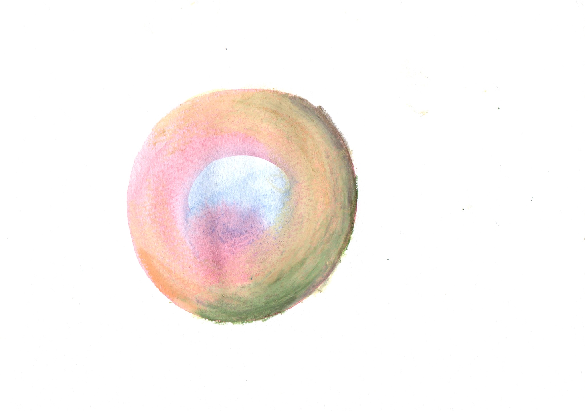 watercolor painting with pastels of a multicolored-circle