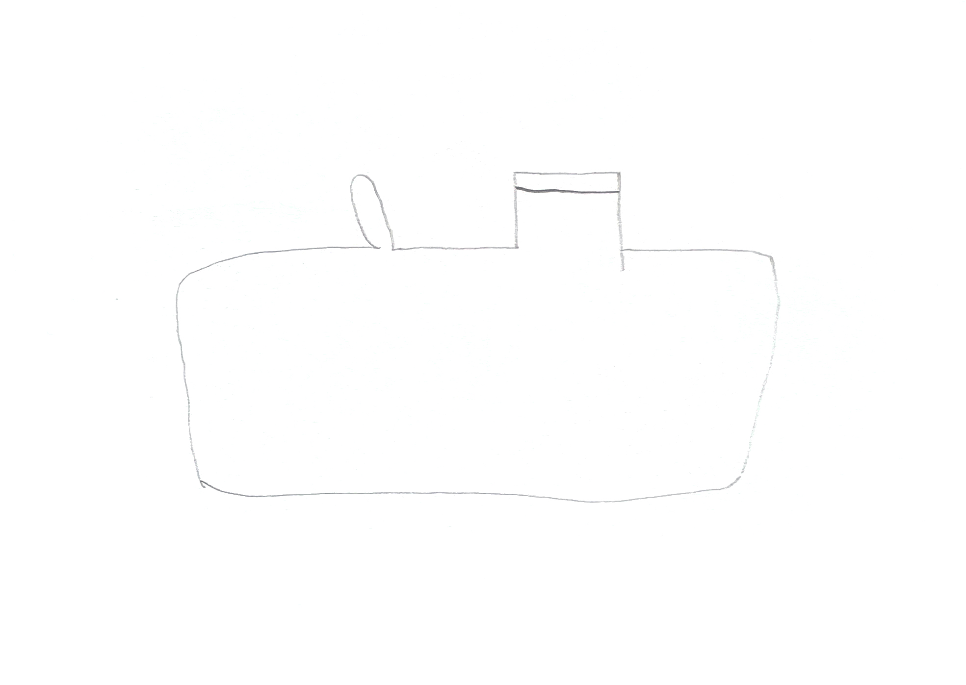 pencil drawing of a funky boat shape