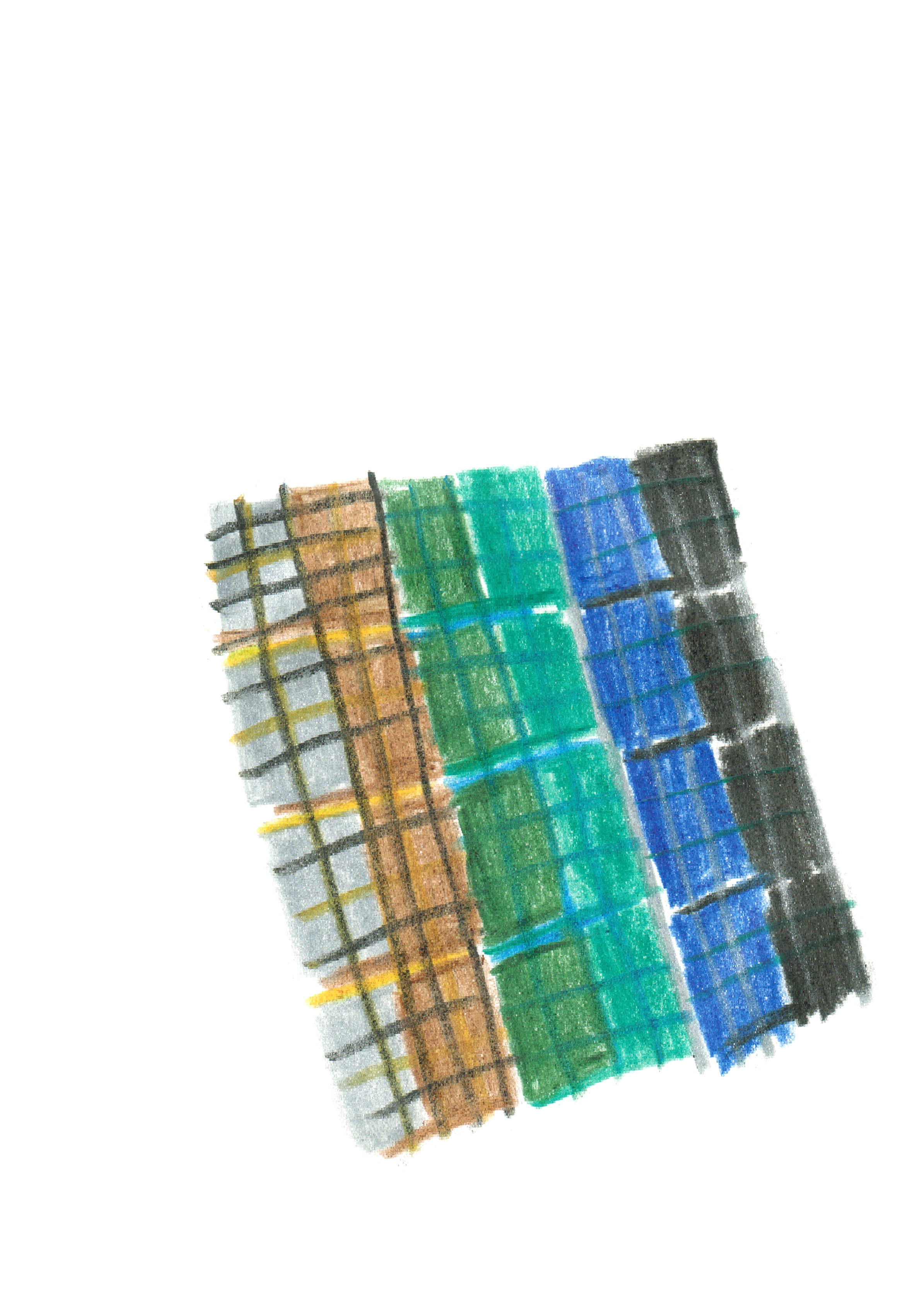 colored pencil drawing of different colors making up a grid