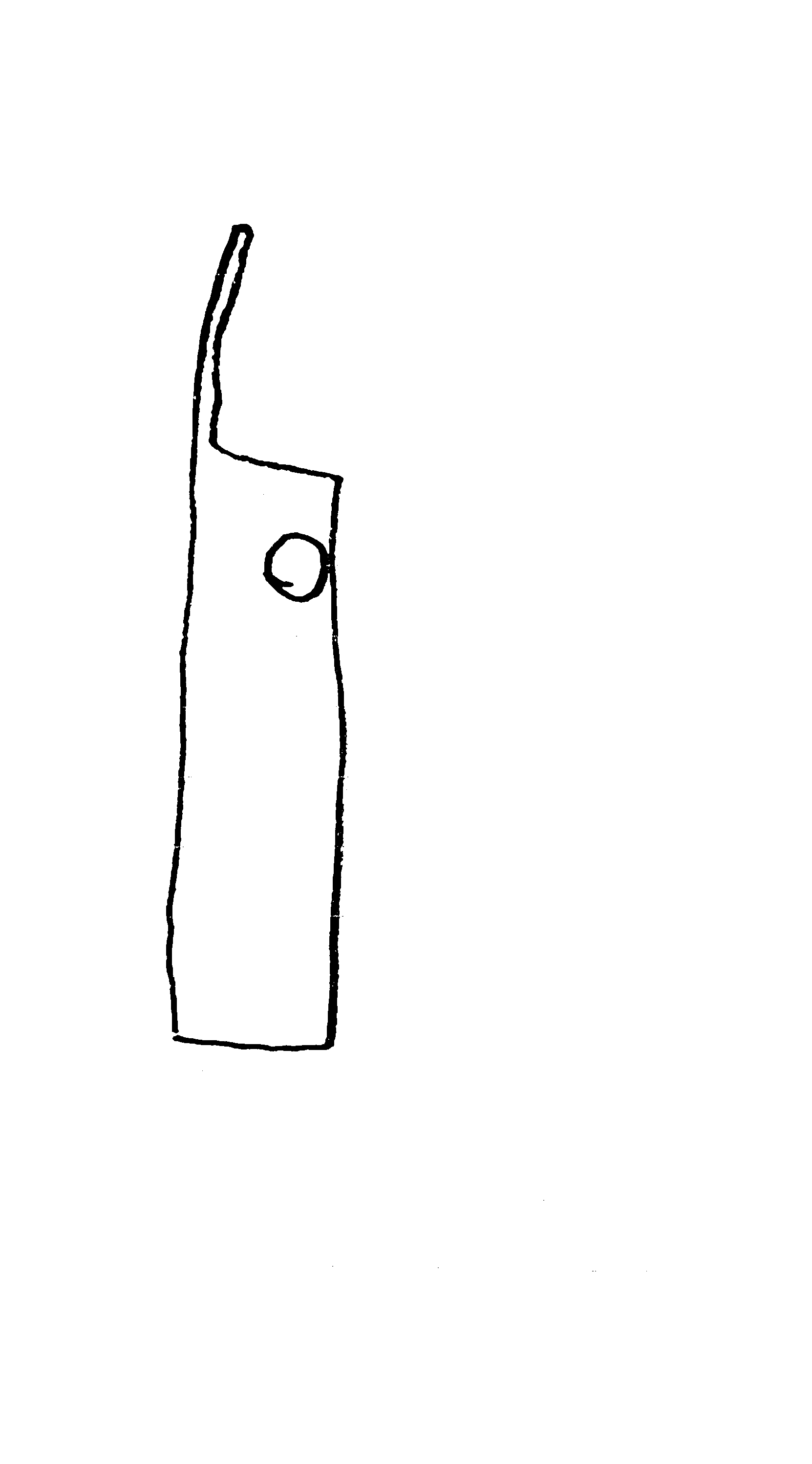 pen drawing of vase with extended member and hole