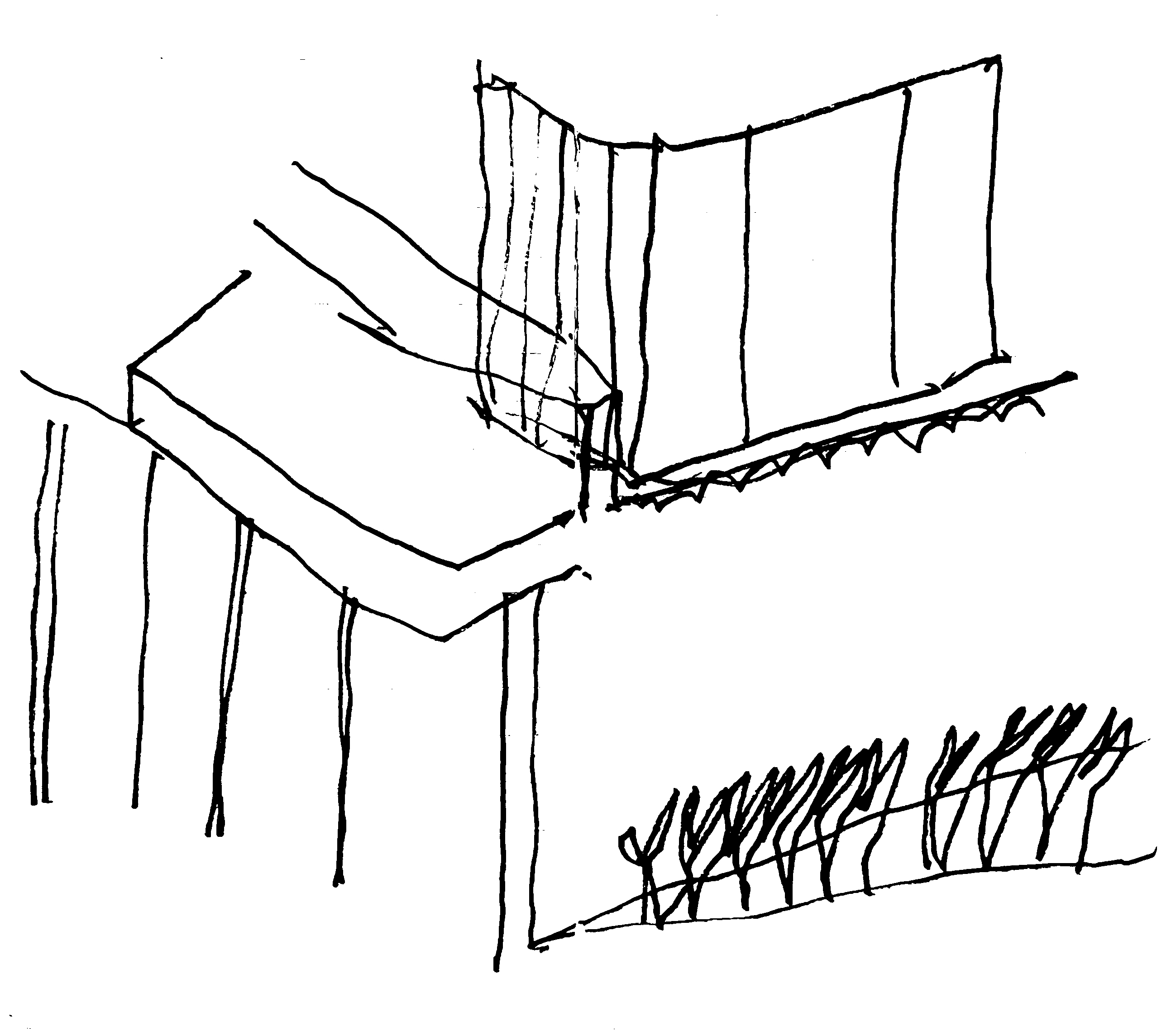pen drawing of a building corner