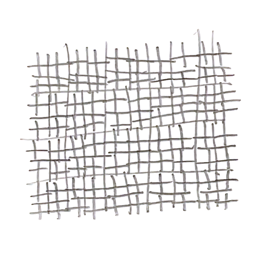 pencil sketch of a grid with smaller grids misaligned inside of it