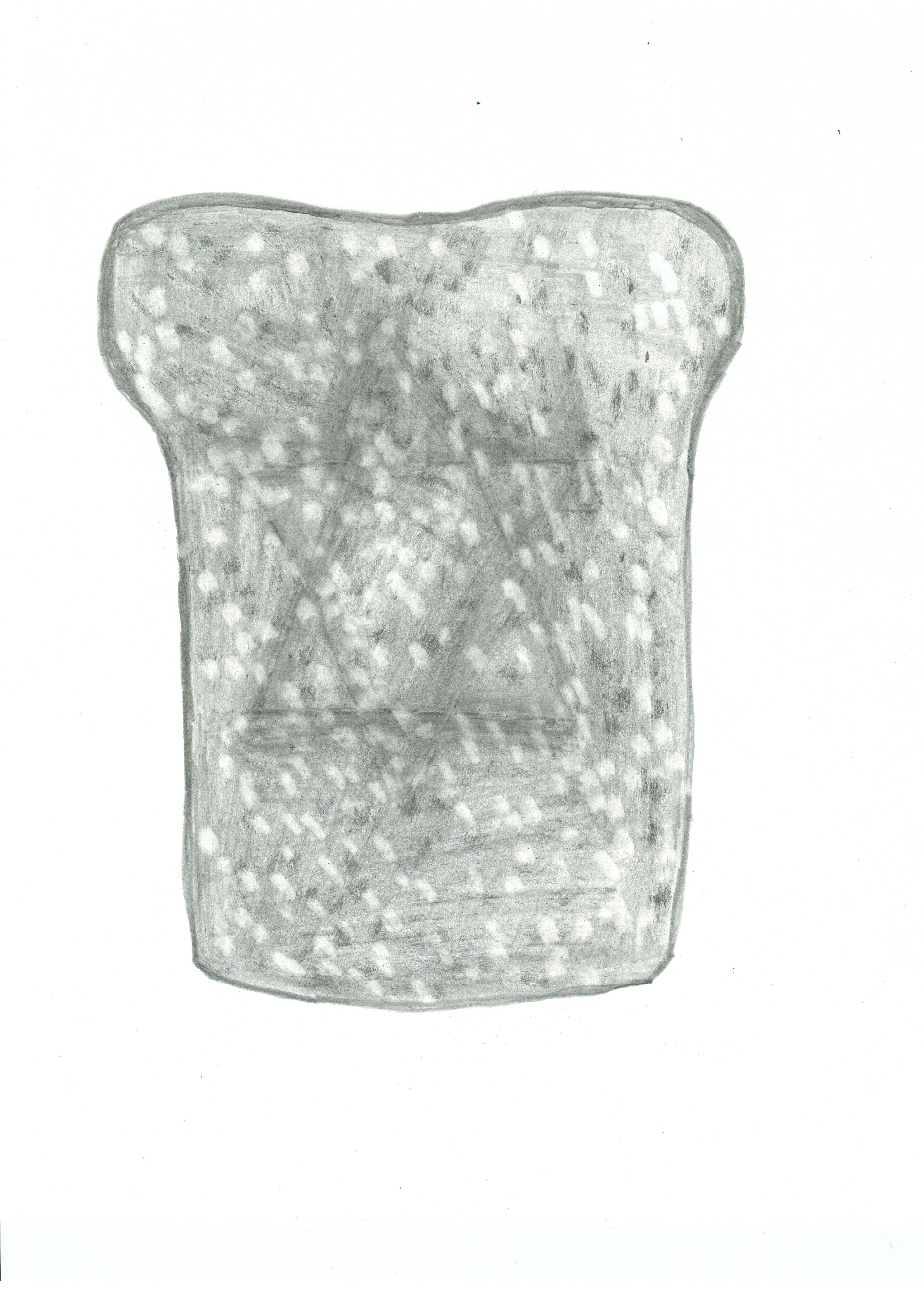 pencil drawing of a piece of toast with a slightly darker star of david underneath