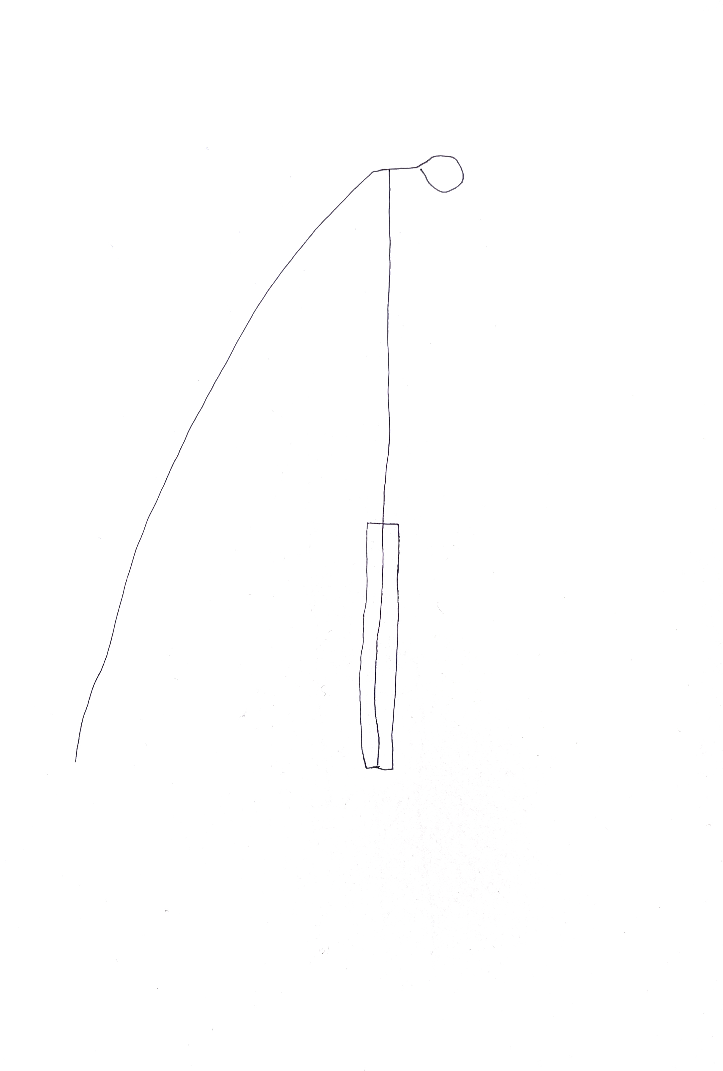 pencil drawing of a skinny lamp with cord falling off to the left