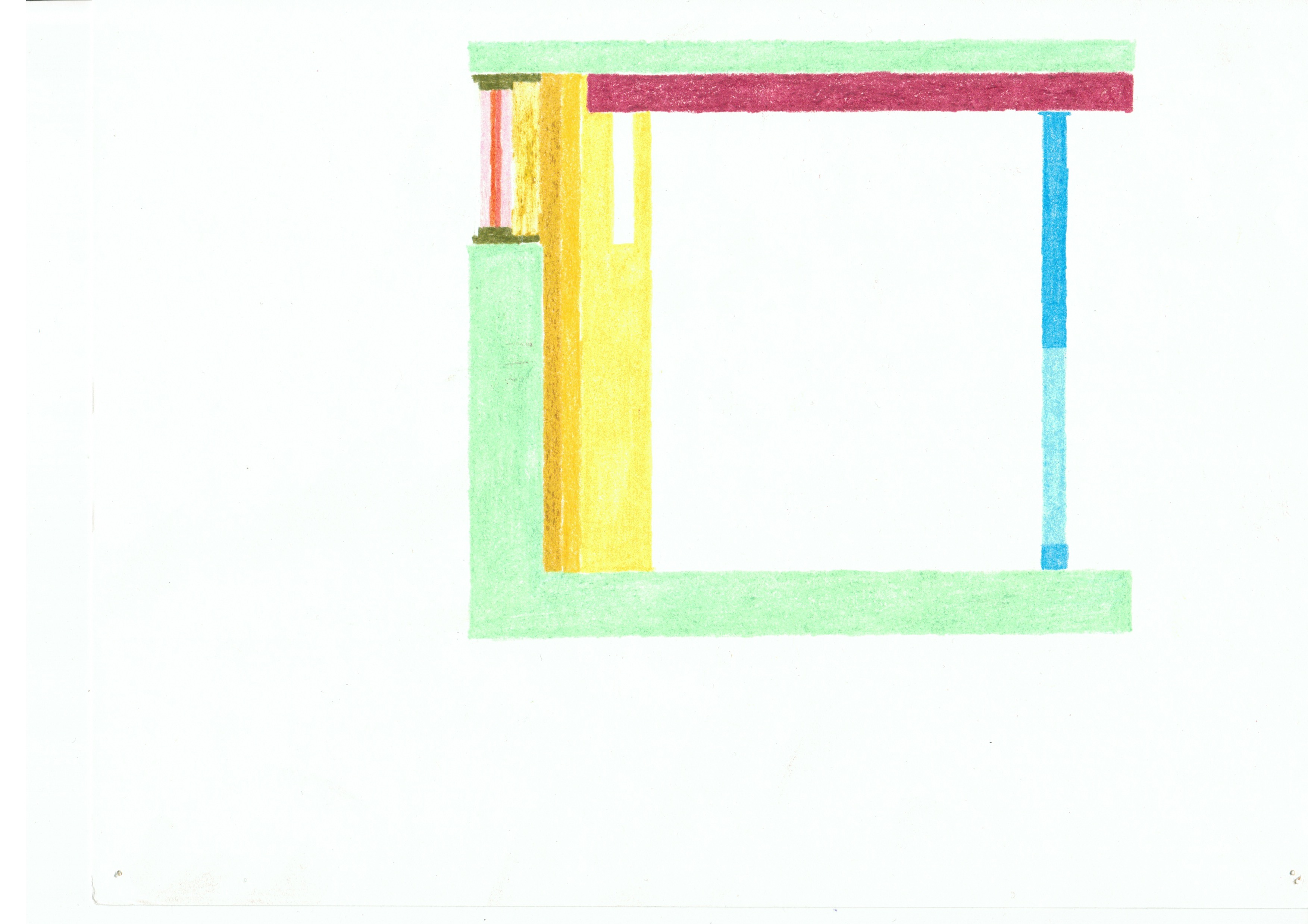 colored pencil sketch of basement window-section