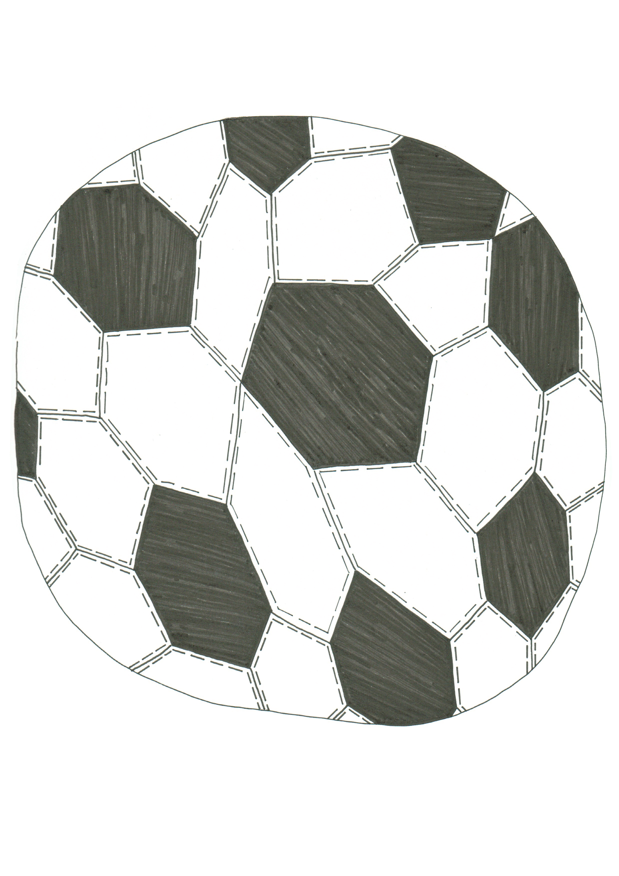 marker drawing of a wonky soccer ball