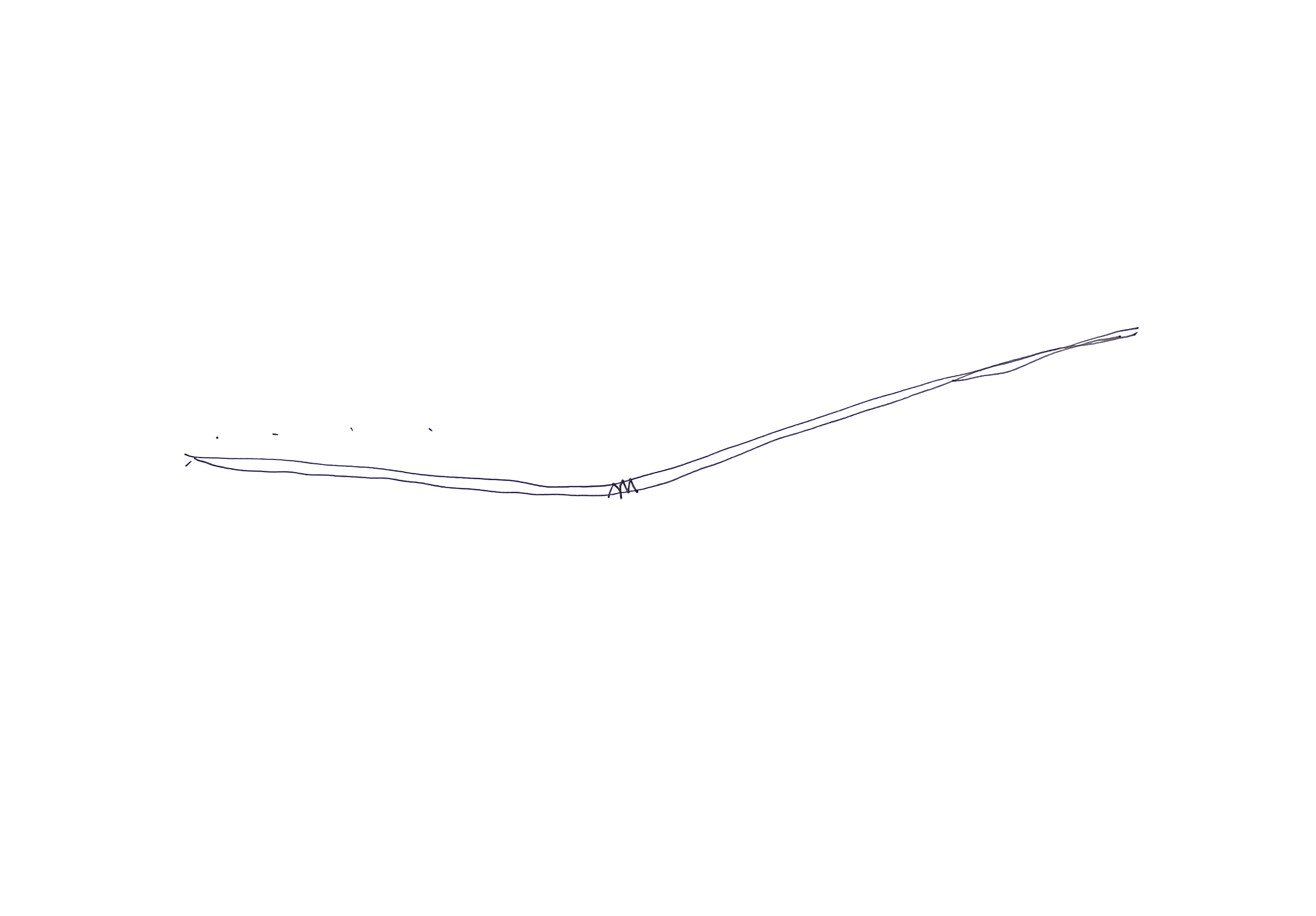 pen drawing of a bendy straw lying sideways