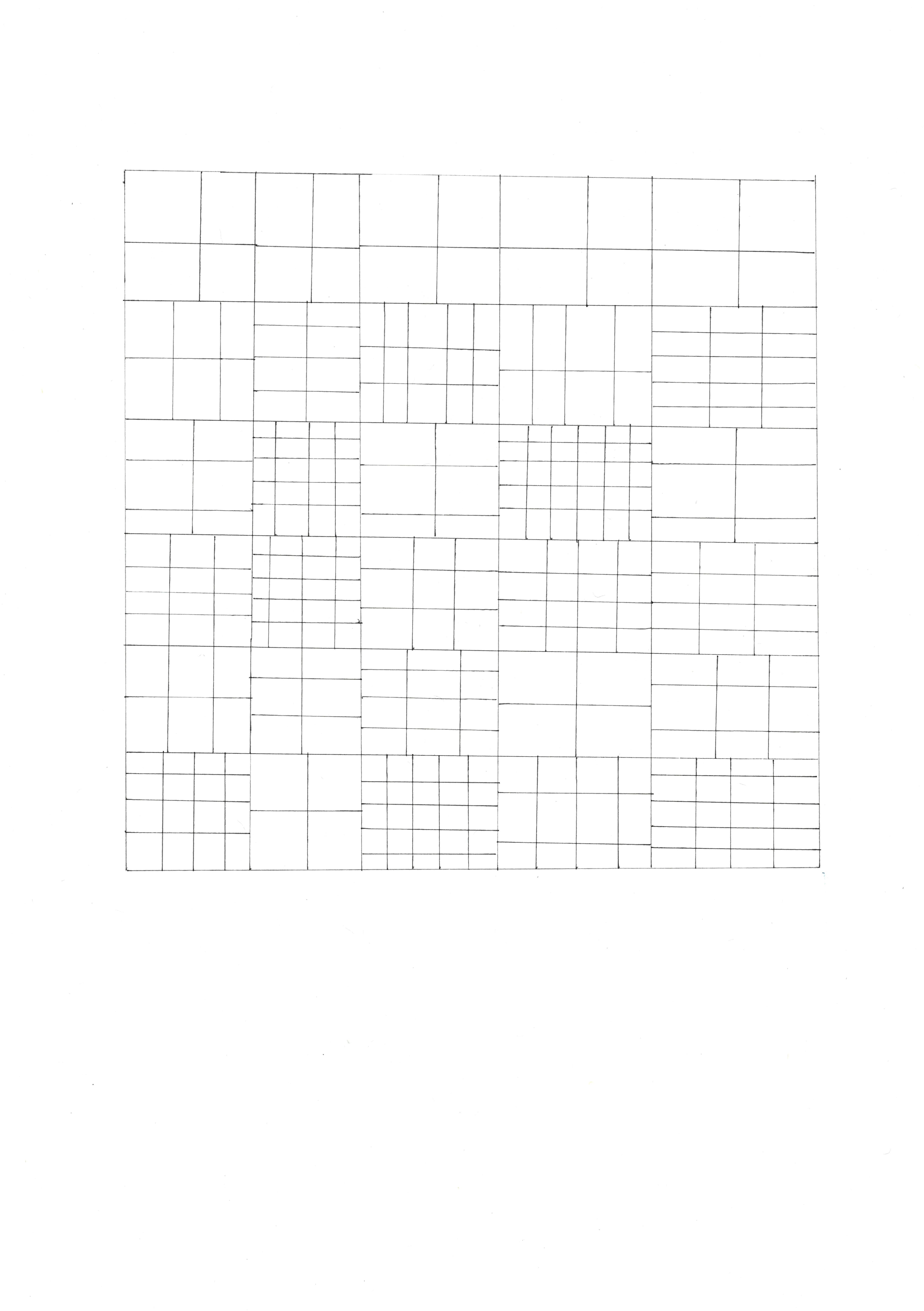 drawing in pen of a grid with inconsistent interior grid-lines