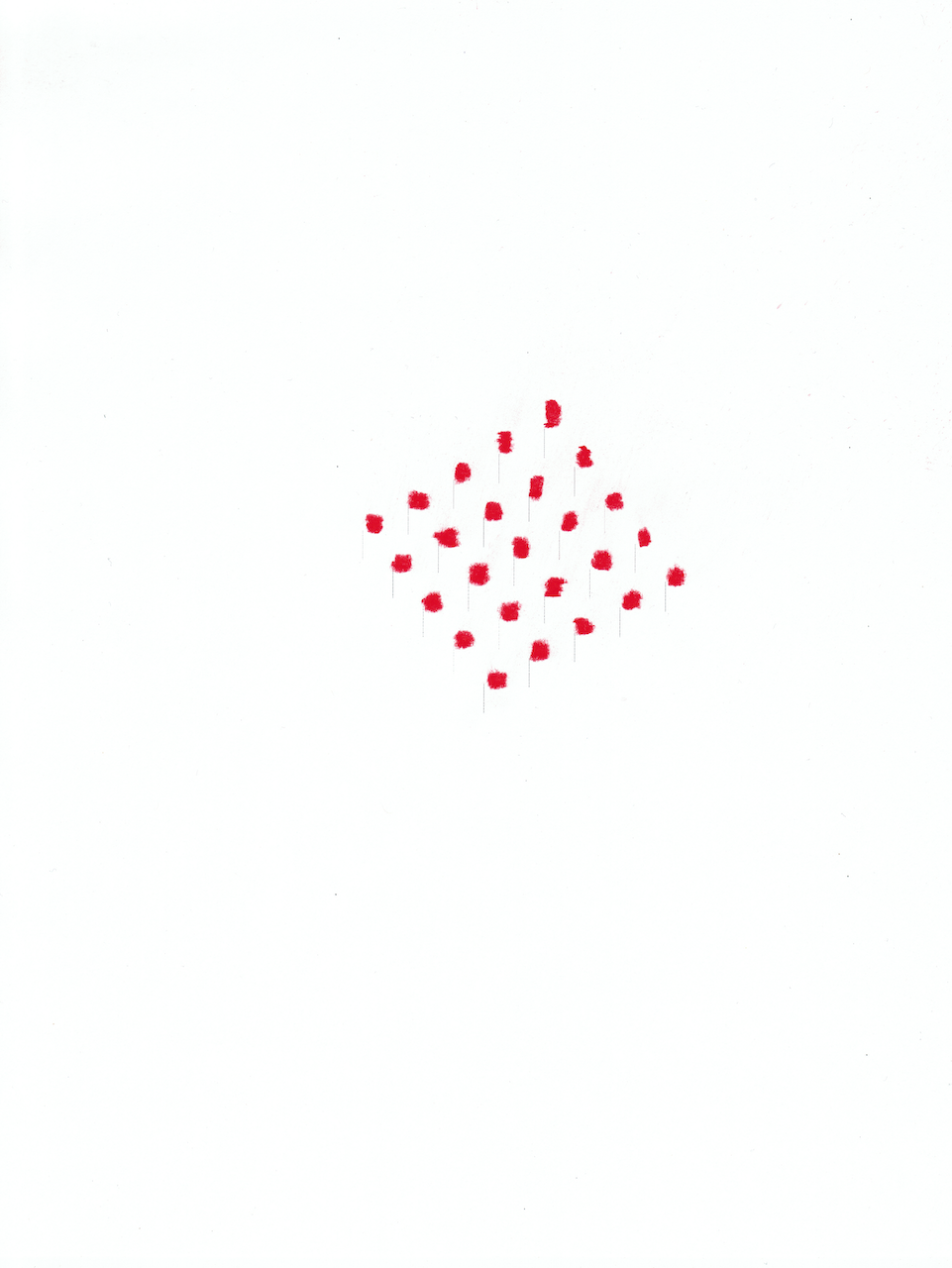 drawing of red utility flags arranged in a rhomboid grid